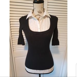 Professional Black Top w/ White Collar